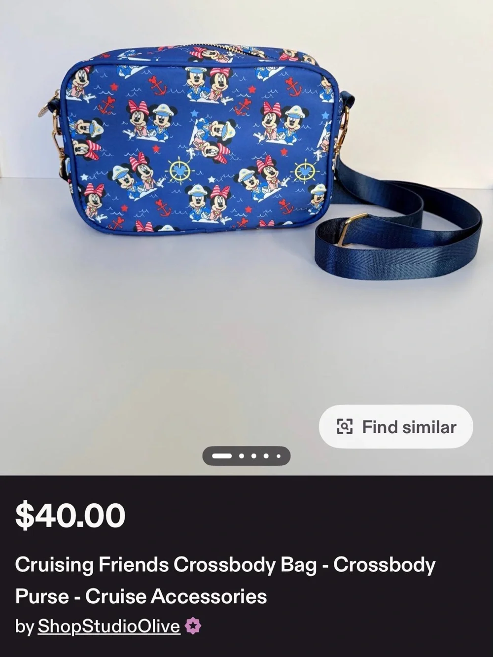 Navy Mickey & Minnie Disney Cruise Line Crossbody Bag - Picture 6 of 6